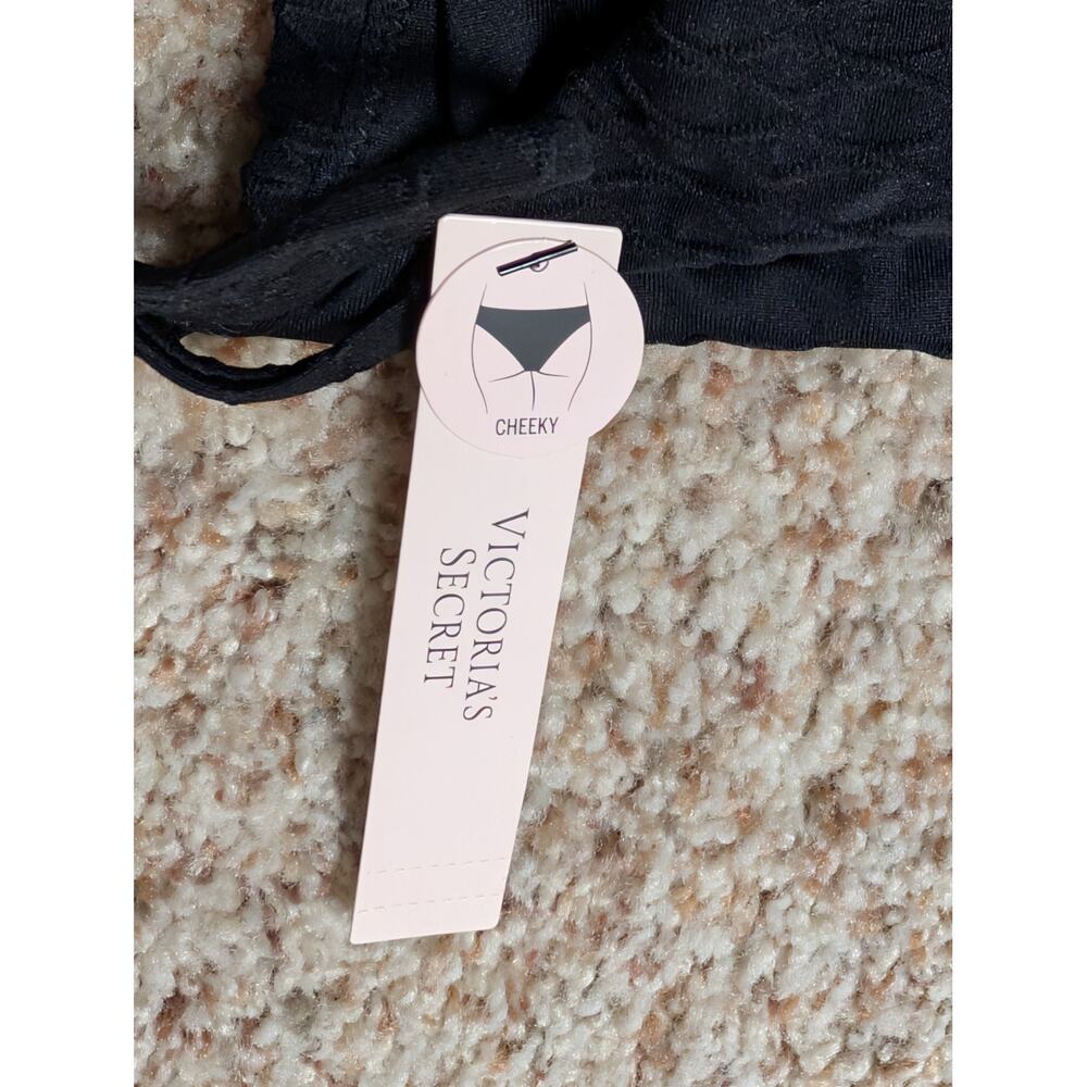 Victoria's Secret Women's Black Textured Cheeky Side Tie Bikini Bottoms S NWT - Picture 5 of 6